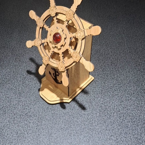 3D Wooden Puzzle Ship Wheel Music Box like new