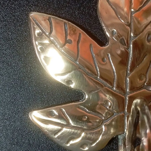Vintage brass wall hook with leaves used