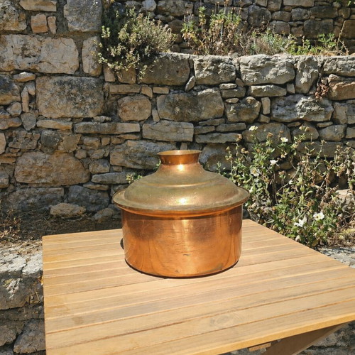 Set of 2 vintage copper pots with 1940-1950 baking tray