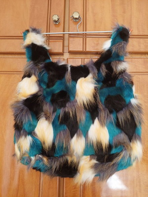 Benetton Handbag Multicolored Furry Like New, Blue and Black