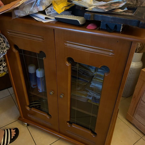 Furniture used with wheels and signs of wear