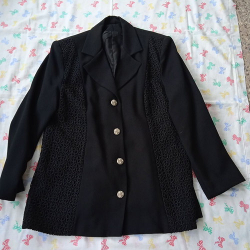 Black suit with guipure lace like new, size 48