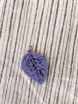 Purple embossed leaf pendant for necklace