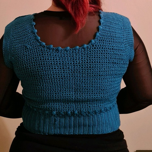 Handmade crochet top blue made to order, size S