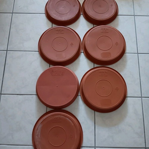 Flowerpot saucers used, pack of 7, terracotta, VIOMES and MILTOPLAST