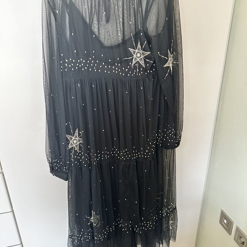 Zara black double tulle dress like new, size L