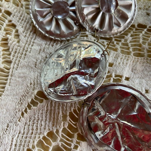 Handmade earrings set from espresso capsules with fabric roses, like new