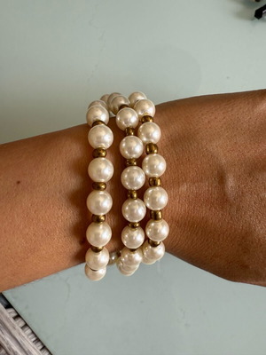 Faux bijou bracelet used, white and gold
