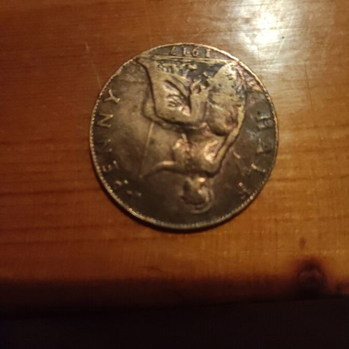 Half penny 1917 copper used coin