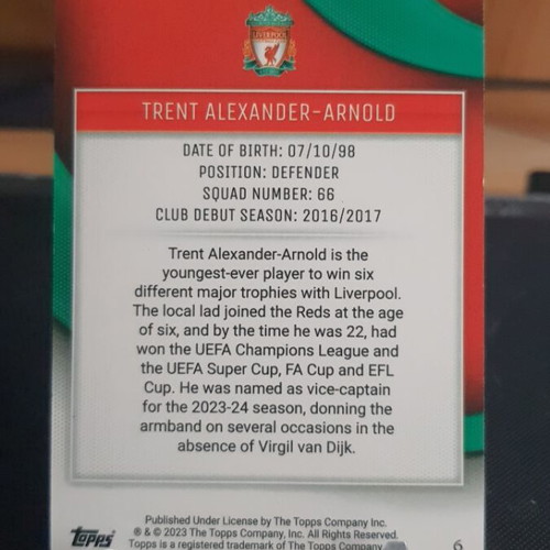 Topps Arsenal Team Set 2023-24 Trent Alexander Arnold like new