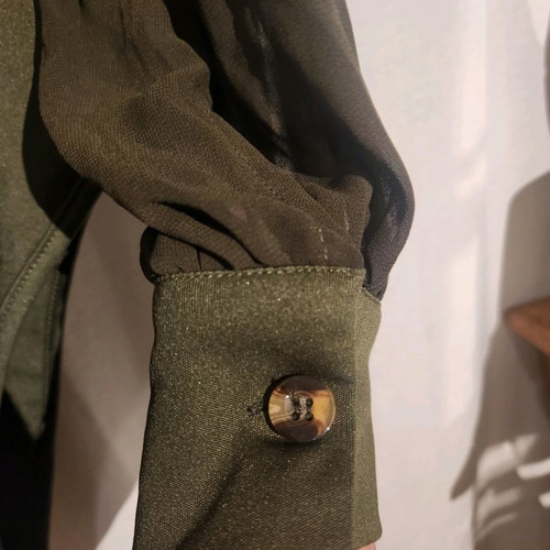 Khaki shirt bodysuit used with transparent sleeves size M