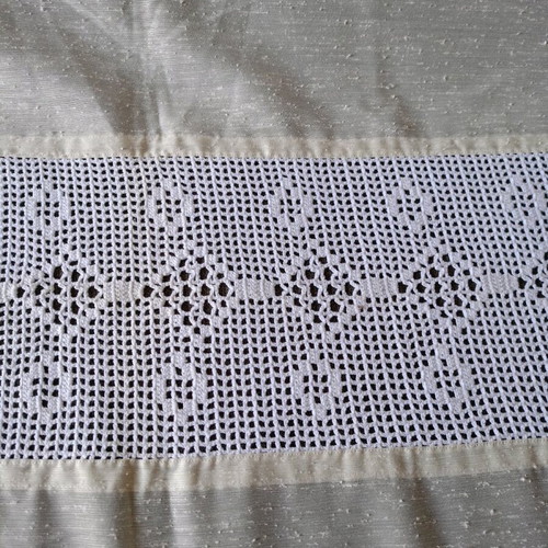 Handmade crochet curtain beige fabric new 1.70x1.40