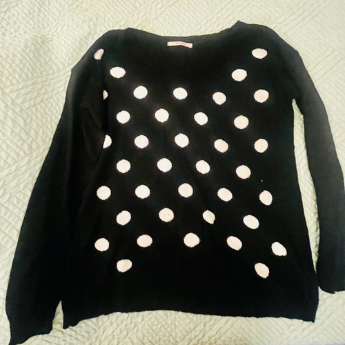 Badila sweater used, polka dot, black and white, one size