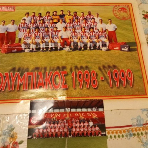 Olympiacos poster and football photo 1999 and 2006 like new