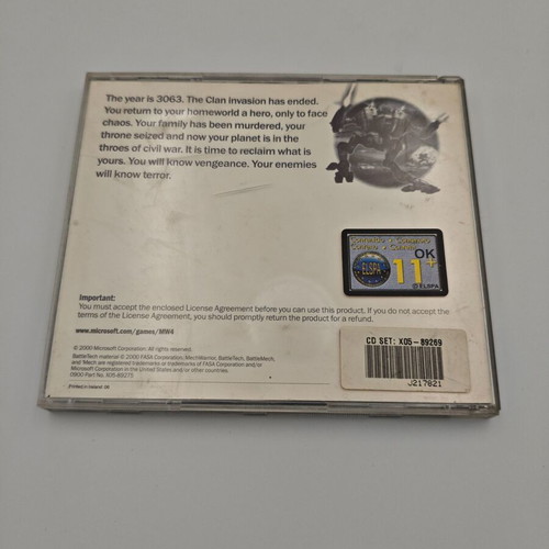 Mech Warrior Vengeance PC game like new