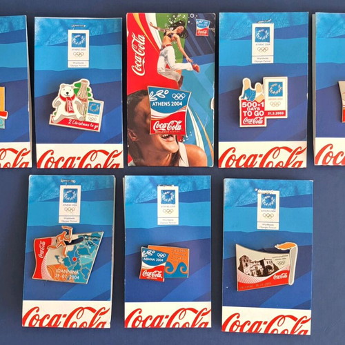Athens 2004 Olympic Games pins set of 8 Coca-Cola new