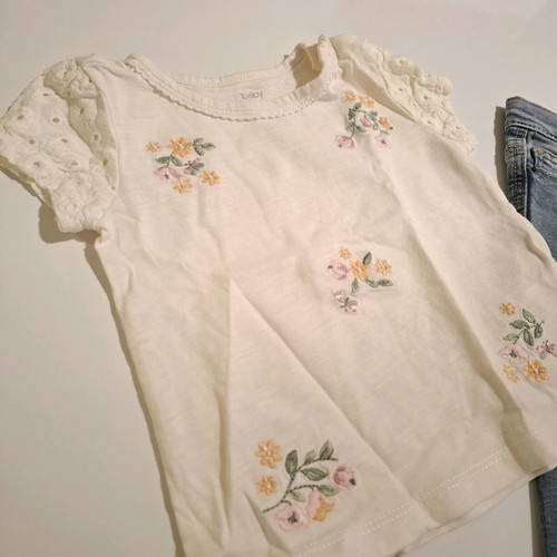 Baby girl set 6-9 months 74cm C&A lace t-shirt and Zara jeans new