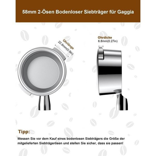 KOFIKOFI 58mm bottomless portafilter for Gaggia Classic, 2 ears