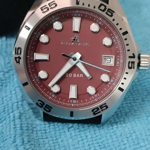 ADORA Nautic Men's Pro Diver Watch, Deep Red, 20 ATM