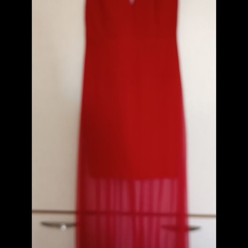 Maxi dress with tulle and transparency like new, red, size M