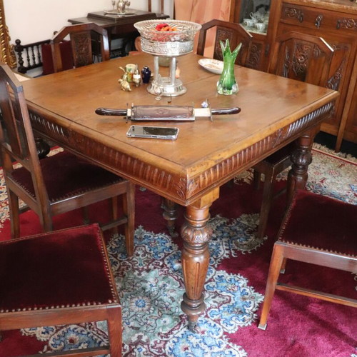 Classic handmade solid wood dining set like new