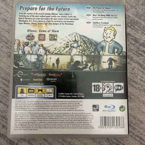 Fallout 3 PS3 game like new, complete