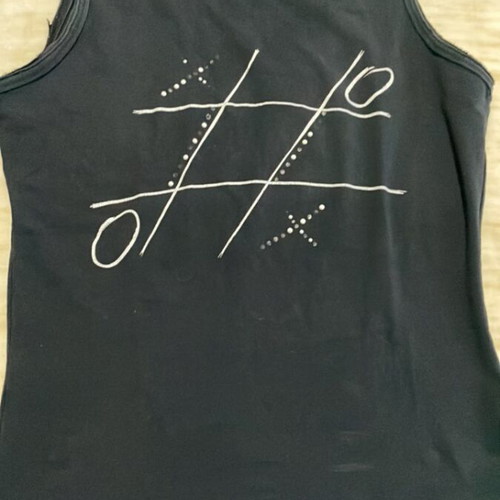 Sleeveless blouse with tic-tac-toe used, one size, black, cotton