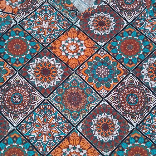 Boho Vintage Blouse new, XXL, brown and turquoise