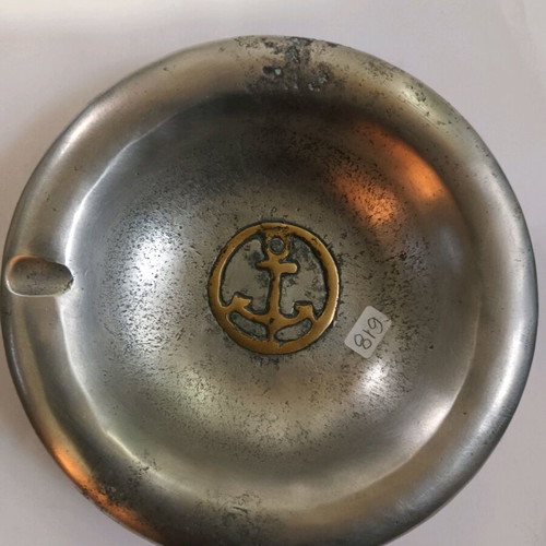 Decorative ashtray used aluminum with brass anchor design