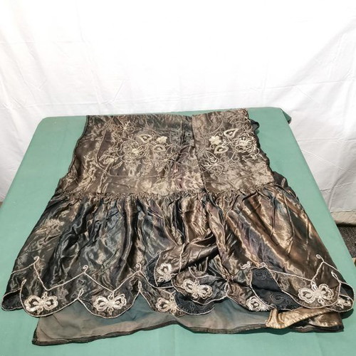 Bedspread for double bed used, black with silver embroidery from 1900