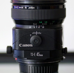 Canon TS-E 45mm f/2.8, tilt-shift lens