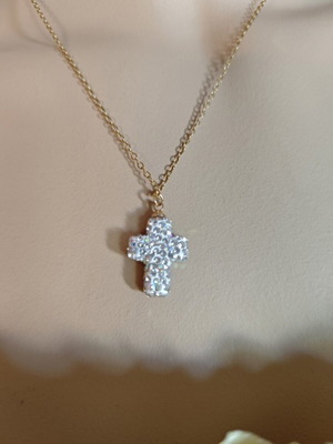 Steel cross pendant with strass, new