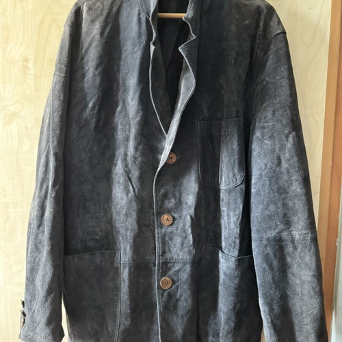 Men's suede jacket dark blue genuine leather, like new, size L
