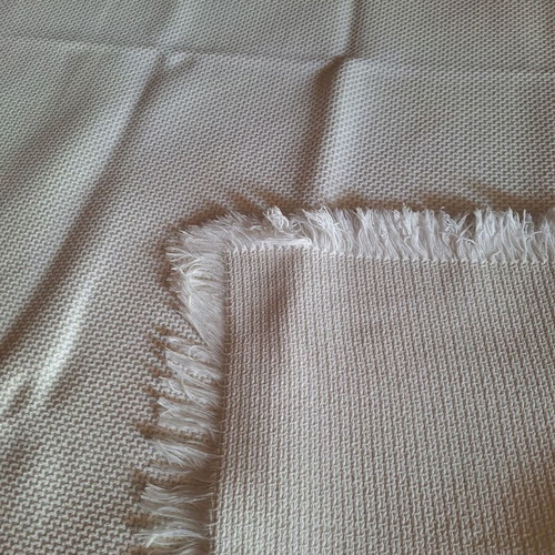 White cotton tablecloth 155x106 cm with fringed waffle weave