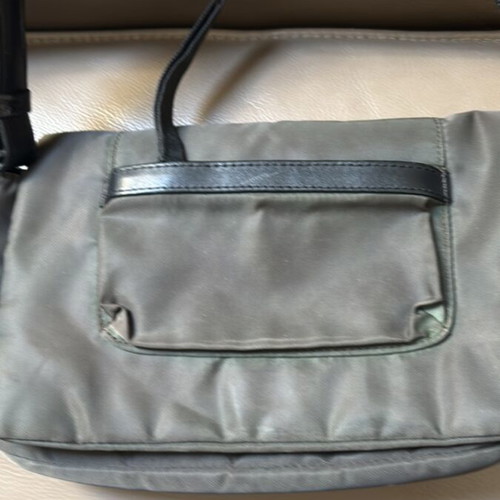 Benetton shoulder bag used vintage nylon and leatherette, oil color with black