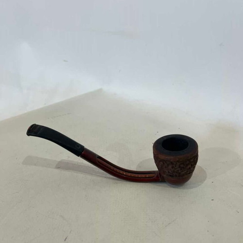 Falcom vintage tobacco pipe used, curved base AN5, carved design 3.5x15