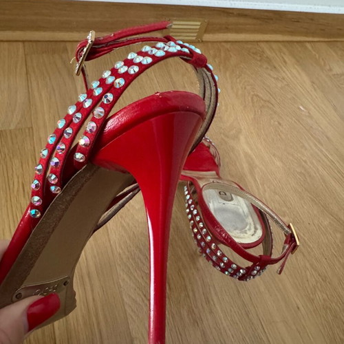 Dodici Gold evening sandals used, red, size 40