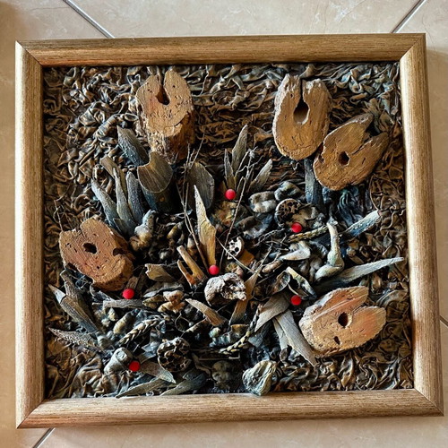 Handmade paintings from natural materials used, set of two
