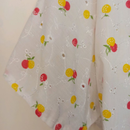 White Broderie Shirt with Fruit Print One Size like new