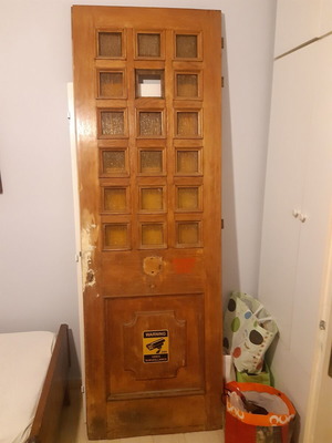 Wooden doors used, set of 2, one with glass and one with small windows