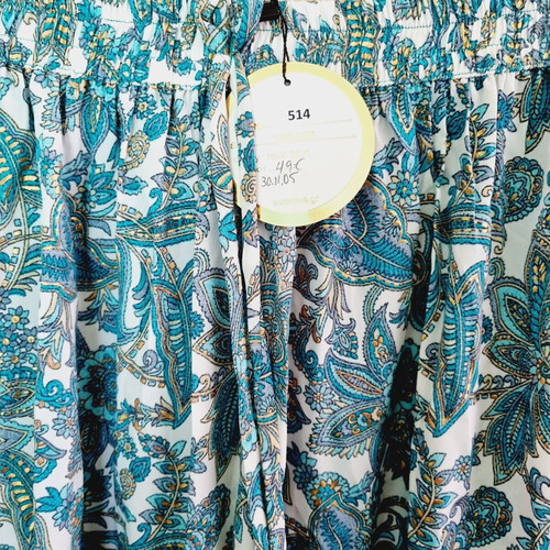 Long asymmetrical silk skirt new, turquoise and white