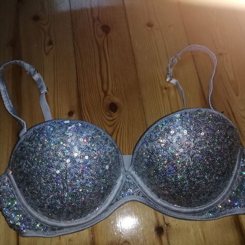 H&M shiny sequin balconette bra size 75B