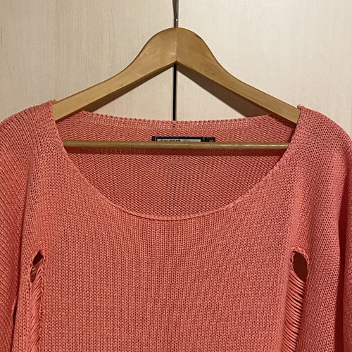 Knitted cotton blouse one size coral color new