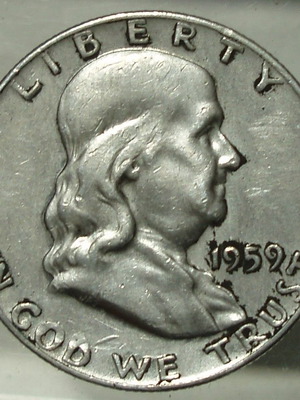SILVER ½ Dollar 1959 "Franklin Half Dollar"..*11