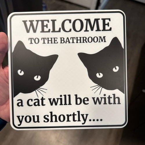 Funny bathroom sign like new with cats