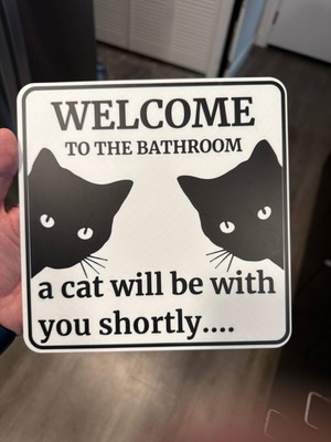 Funny bathroom sign like new with cats