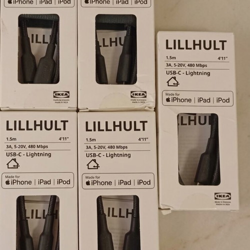 IKEA LILLHULT USB-C to Lightning cable, 1.5m, pack of 5