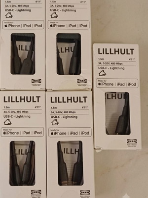 IKEA LILLHULT USB-C to Lightning cable, 1.5m, pack of 5
