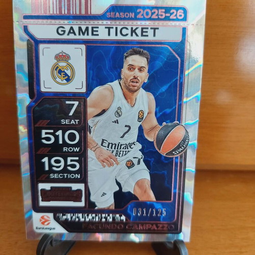 Euroleague Contenders Facundo Campazzo Real Madrid Game Ticket 31/125 new
