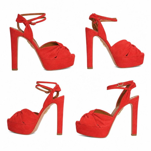 Aquazzura red suede platform sandals EU 37.5